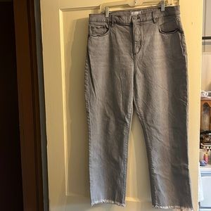 LOFT grey distressed ankle length jeans size 14 size 32 straight crop
